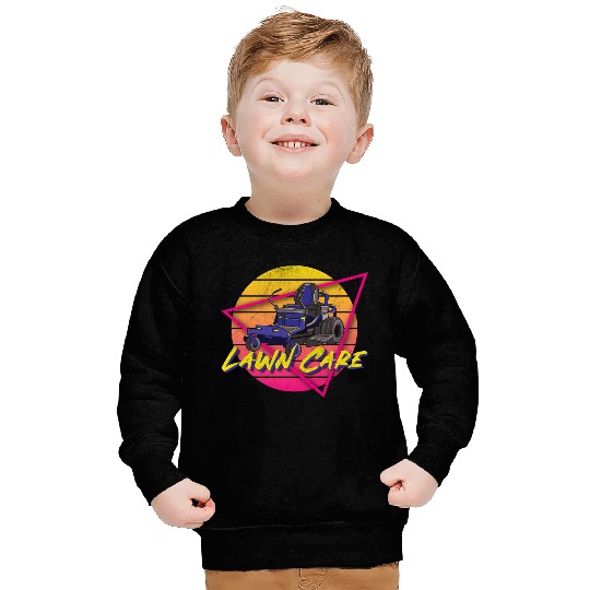 Funny Lawn Mower Mowing 80s Or 90s Yard Work Lawn Sweatshirts
