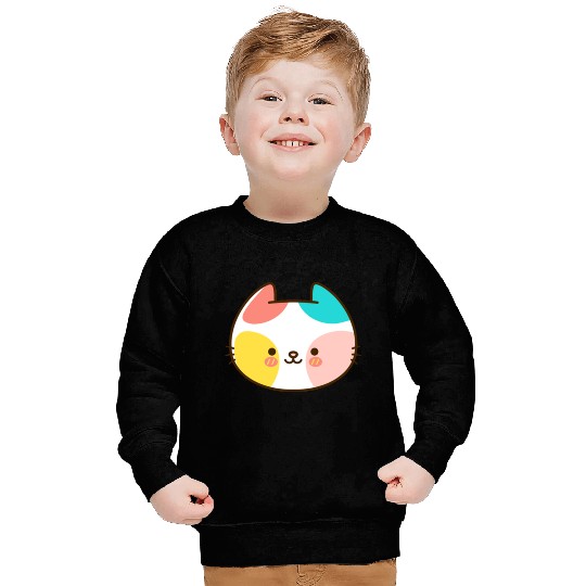 Kawaii Cat Head Multicolored Sweatshirts