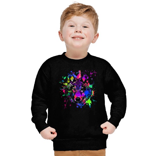 Paint Splatter Wolf Sweatshirts