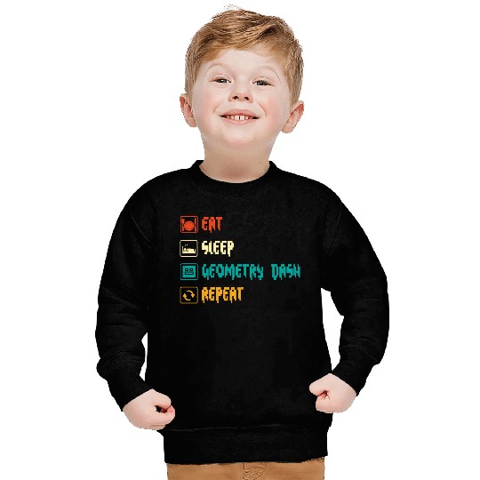 Eat sleep geometry dash repeat retro Jumper Repeat Sweatshirts