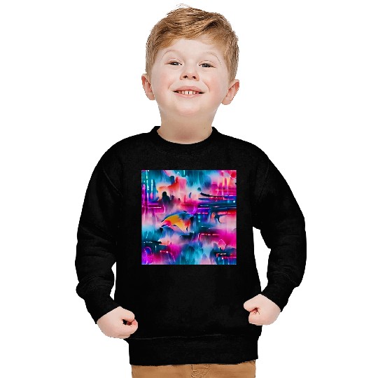 Abstract watercolor pattern in retro neon colors Sweatshirts