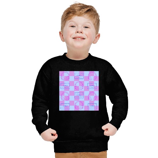 1980's Music Checkerboard - blue and purple Sweatshirts
