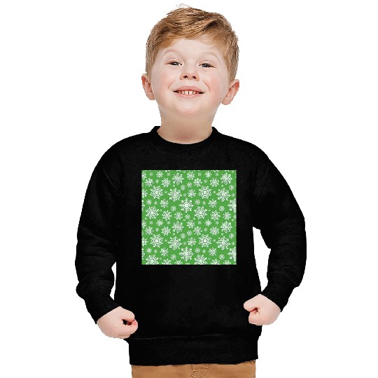 Modern Snowflakes Pattern White Green Sweatshirts