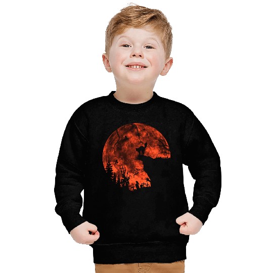 Cat Red Moon trick or treat Bats Forest Funny Hall Sweatshirts