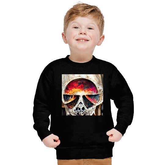 Extremely Realistic Skull in Abstract Art Sweatshirts