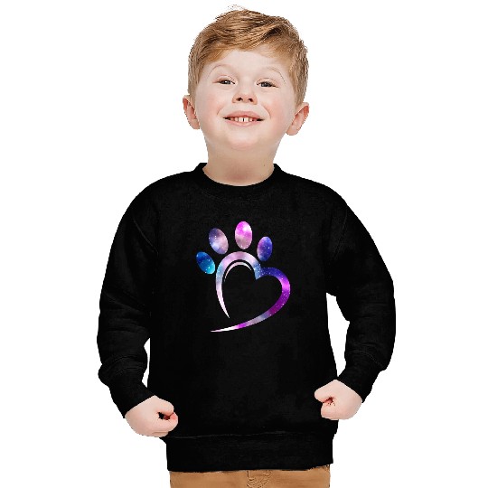 Galaxy Cat Paw Heart Cat Lover Sweatshirts