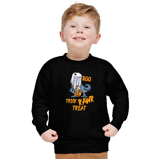 Halloween Trick Rawr Treat T-Rex Ghost Sweatshirts