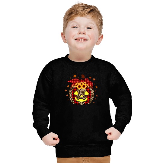 Pumpkin Jack O' Lantern Leopard Plaid Halloween Sweatshirts