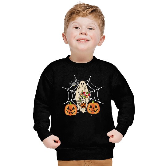 Halloween Costume Floral Ghost Pumpkin SpiderWeb Sweatshirts