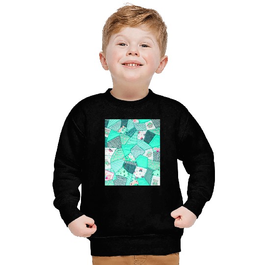 Green Baby Patchwork Sarilmak Pattern Teddy Bear Sweatshirts