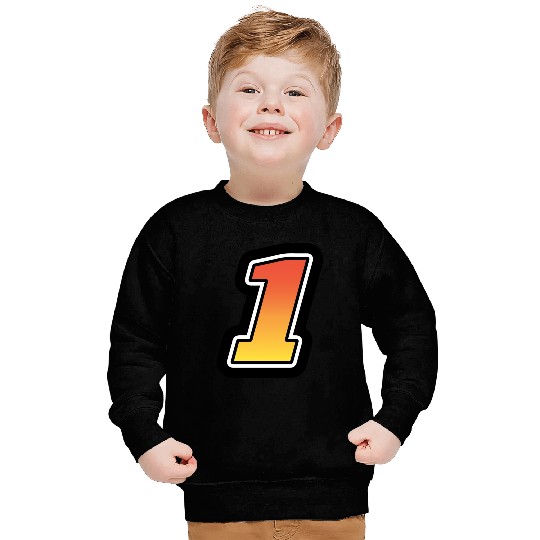 Number One 1 Gradient Yellow Orange 3 Stroke Sweatshirts
