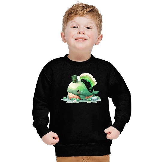 St Patrick's Day Irish Cute Whale Saint Patrick Sweatshirts