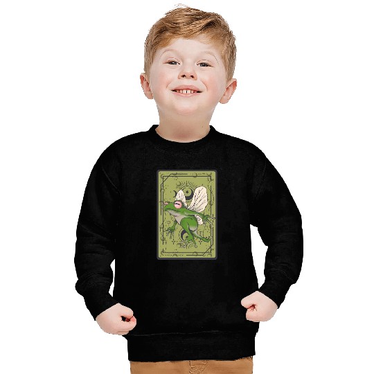 Frog Fairy Tarot Card Celestial Moon Occult Cottag Sweatshirts