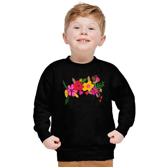 Frida Kahlo Illustration Floral Boho Style Mexican Sweatshirts