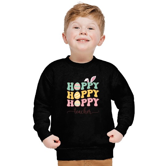 Easter Teacher Bunny Happy Easter Egg Retro Girl Sweatshirts