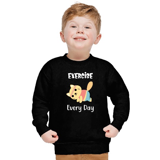 Exercise Every Day Cute Cat Gym Workout Sweatshirts