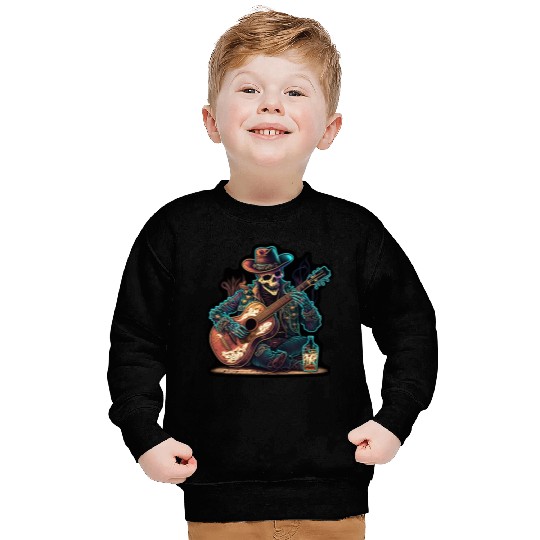 cowboy skeleton play guitar Sweatshirts