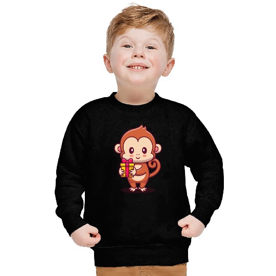 Cute Monkey Holding Sweatshirts