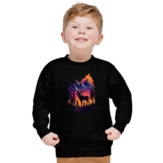 Moose in the Mountain Sweatshirts