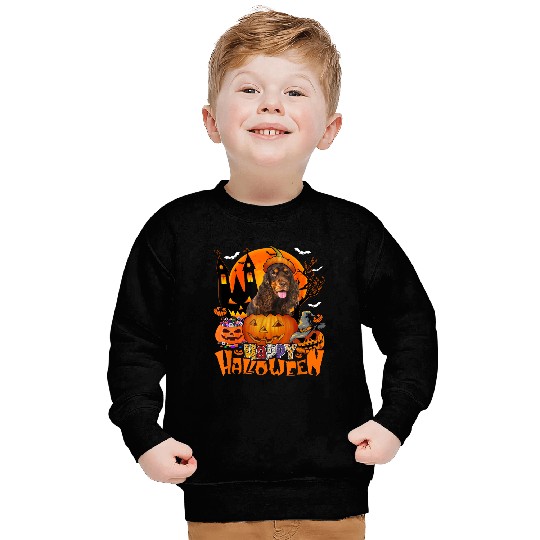 Halloween English Cocker Spaniel In Candy Sweatshirts