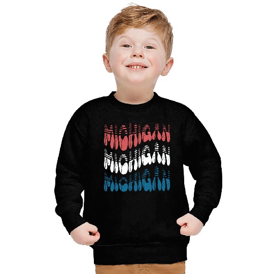 Michigan Red White Blue Cute Groovy Sweatshirts