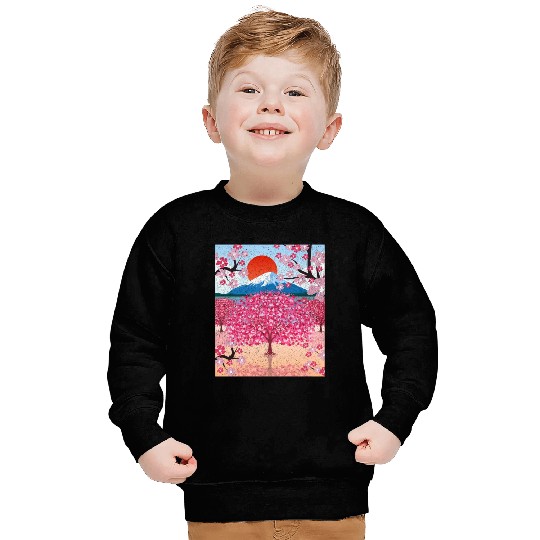 Sunset Sakura Mountains Gift Cherry Blossoms Sweatshirts