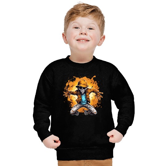 Halloween Skeleton Dabbing Hip Hop Sweatshirts