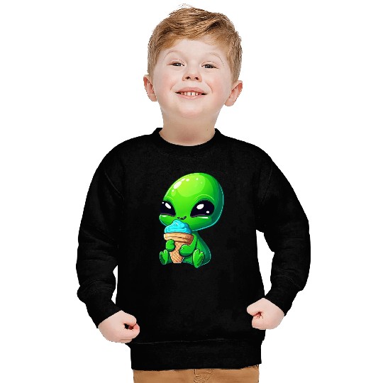 Alien Extraterrestrial Ice Blue Green Sweatshirts