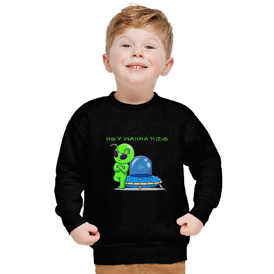 Alien with Flying Saucer Sweatshirts