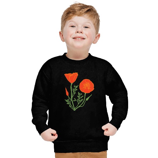 California Poppies on Clear Background Sweatshirts