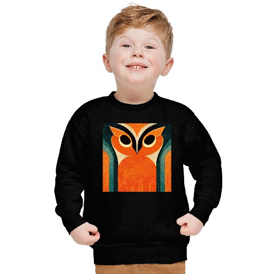 Mod Owl: Big Bold Orange Owl Sweatshirts