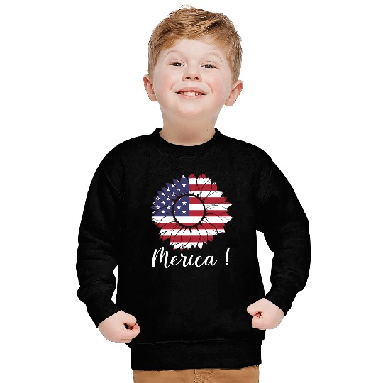 Merica Sunflower Usa Flag Sweatshirts