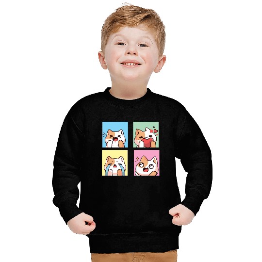four cute cat reaction Sweatshirts