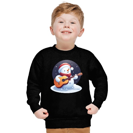 Snowman guitar in moonlight Sweatshirts