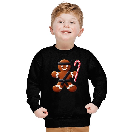 Funny Ninja Gingerbread Man Cookie Candy Cane Sweatshirts