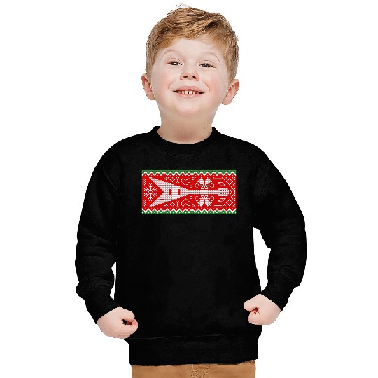 Christmas Pattern With Heavy Metal Electric Guitar Sweatshirts
