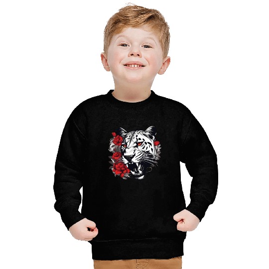 Dynamic Panther Embraces Kindness in Floral Glory Sweatshirts