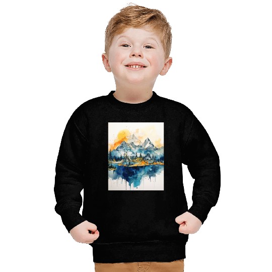 Abstract Watercolor Mountain Sweatshirts
