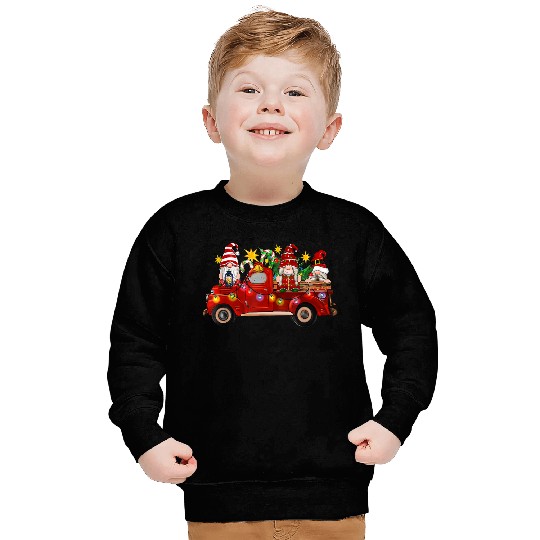 Three Gnomes In Red Truck Sweatshirts