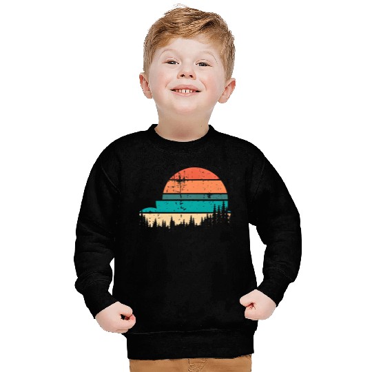 Retro Evergreen Sunset Stepped Circle Design Sweatshirts