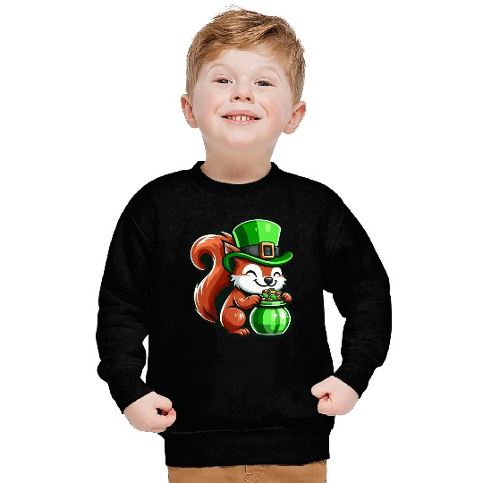 St. Patrick's Day Cute Squirrel Comic Design Sweatshirts