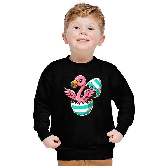 Flamingo Hatching from Easter Egg Easter Surprise Sweatshirts