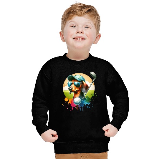 Cool Golf Player Dachshund Wiener Dog Design Sweatshirts