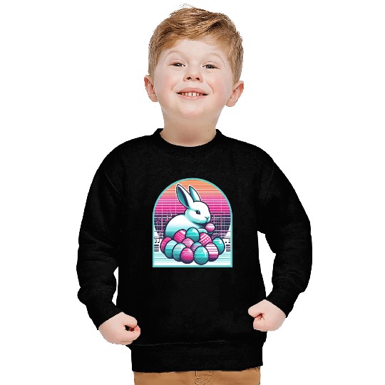 Synthwave Easter Bunny with Eggs Sweatshirts