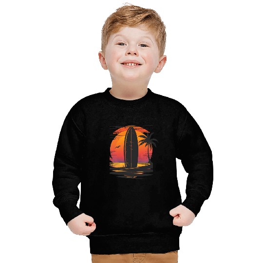 Sunset Surfing Retreat Tropical Vibes Sweatshirts