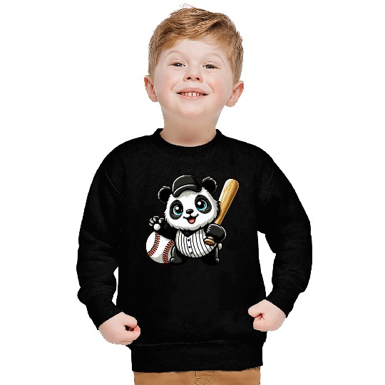 Panda Baseball Player in Action Sweatshirts