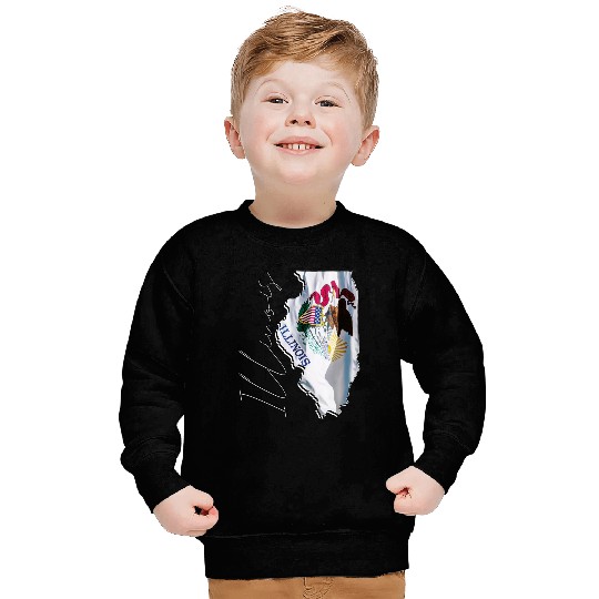 Illinois State Flag in Illinois State Map IL Sweatshirts