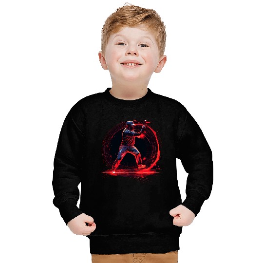 Baseball Pitcher in Red Neon, Pop Art Sweatshirts