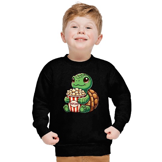 Cute turtle popcorn movies cinema fun Sweatshirts