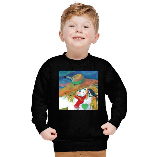 Cute Scarecrow And Barn Swallow Illustration Sweatshirts